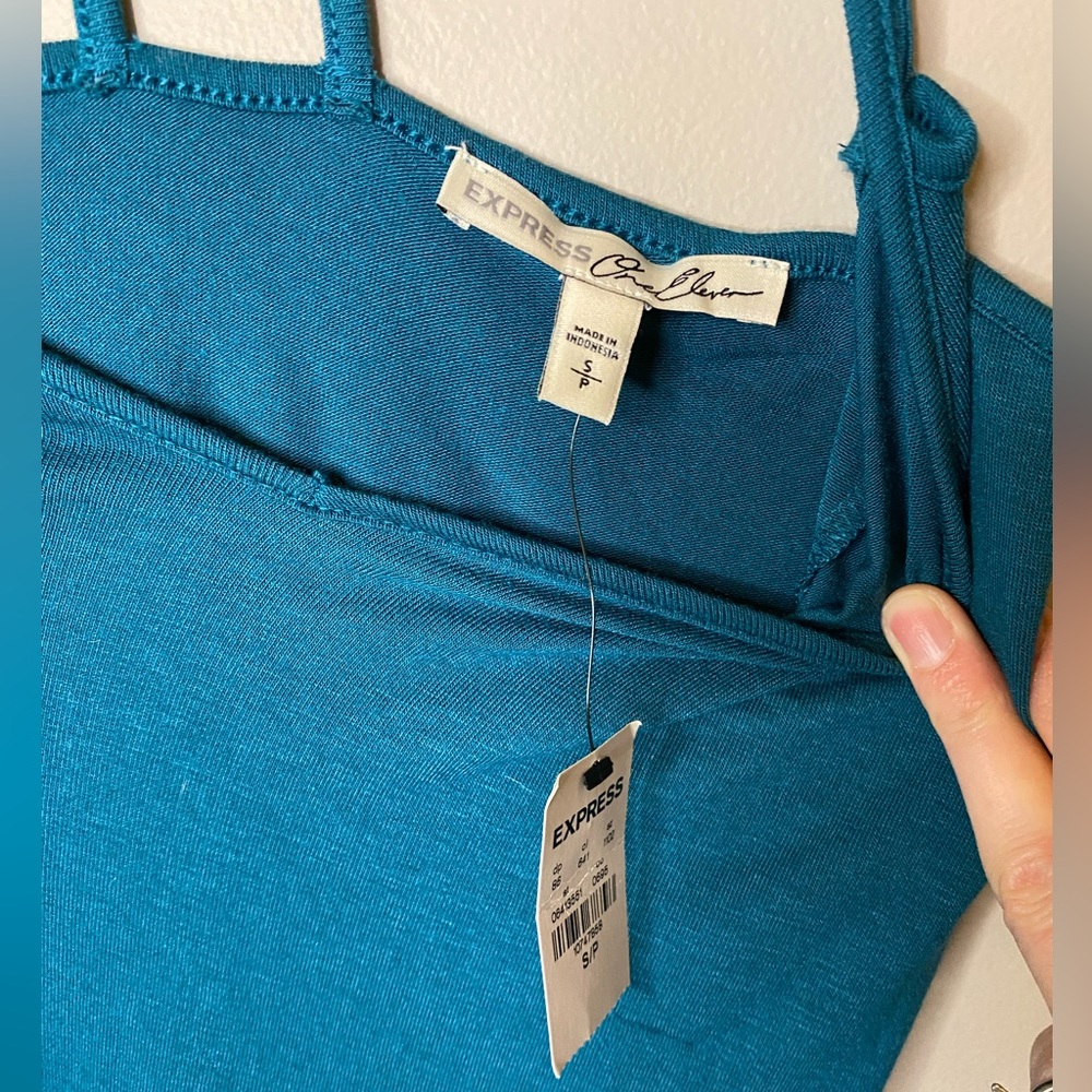 EXPRESS one eleven strappy tank, blue, NWT size small - Picture 2 of 6